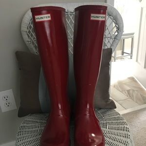 Hunter red rain boots size 8
